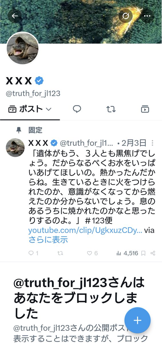 alicia_silmeria's tweet photo. 最後は何も言い返せずにブロックして逃亡、「工作員」と反論してきた相手を罵りレッテルを張り逃亡、とても情けないXXXでした #123便 https://t.co/n1f5yIoQ0I