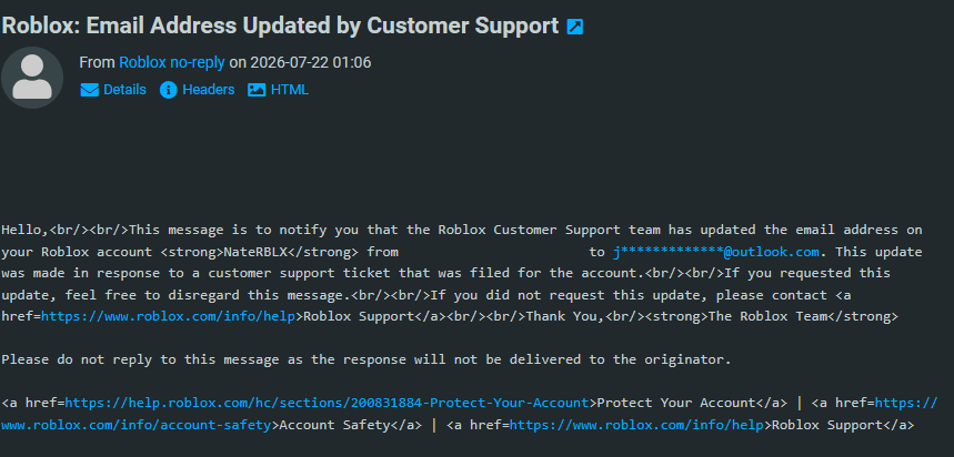 NateRBLX's tweet photo. My account was just stolen again, using the same method that was used a month ago. Roblox Customer Support just transferred my two factor authenticated account to an email that has NO previous association with my ROBLOX account.

I have no idea how a fault of this magnitude was able to pass under Robloxs attention for a FULL MONTH without something being done. I completely reset all information associated with my account to prevent something like this from happening again, but clearly a bigger issue is at hand.

If Customer Support is just going to consistently transfer over full ownership of a 2FA account over this easily with ZERO safeguards, I'm frankly not sure whats stopping this from happening over and over again.

Calling on @Roblox to fix this as soon as possible. Who knows how many other accounts are at risk at having the same thing happen.

@Roblox_RTC @Rolimons