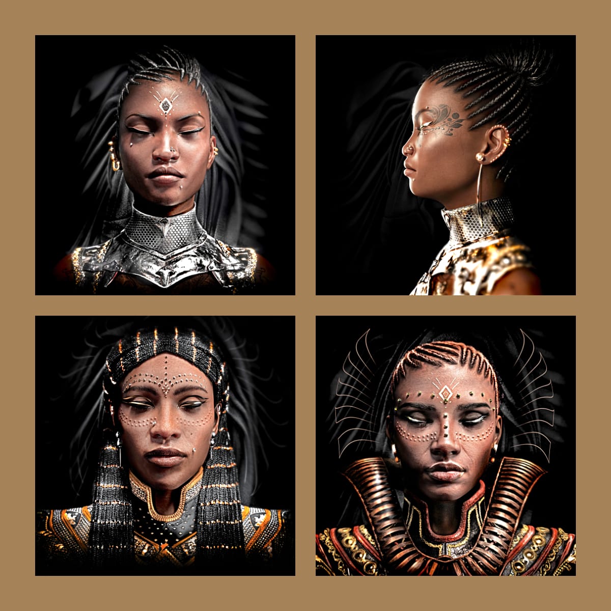 WarriorQueens_'s tweet photo. Four collections. Three queens. Distinct visual presences.

Amanikhatashan, Amanikhatashan Profile, Amanishakheto, and Shanakdakhete.

Meet the queens:
https://t.co/2zO1ElArfA https://t.co/0LT9F2M8HQ