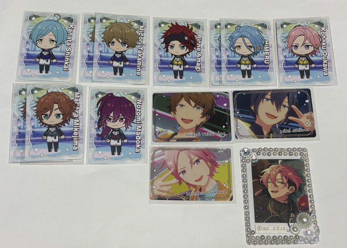 aa_z1122's tweet photo. 【交換】あんスタ あんスタチップス2 vol.4

譲┊︎SD奏汰 翠 燐音 HiMERU こはく 斑 望見
        mv翠 ニキ こはく

求┊︎舞珠（SD＞mv）

※郵送交換

検索からでもお声掛けください。 https://t.co/8s06eZHL2P
