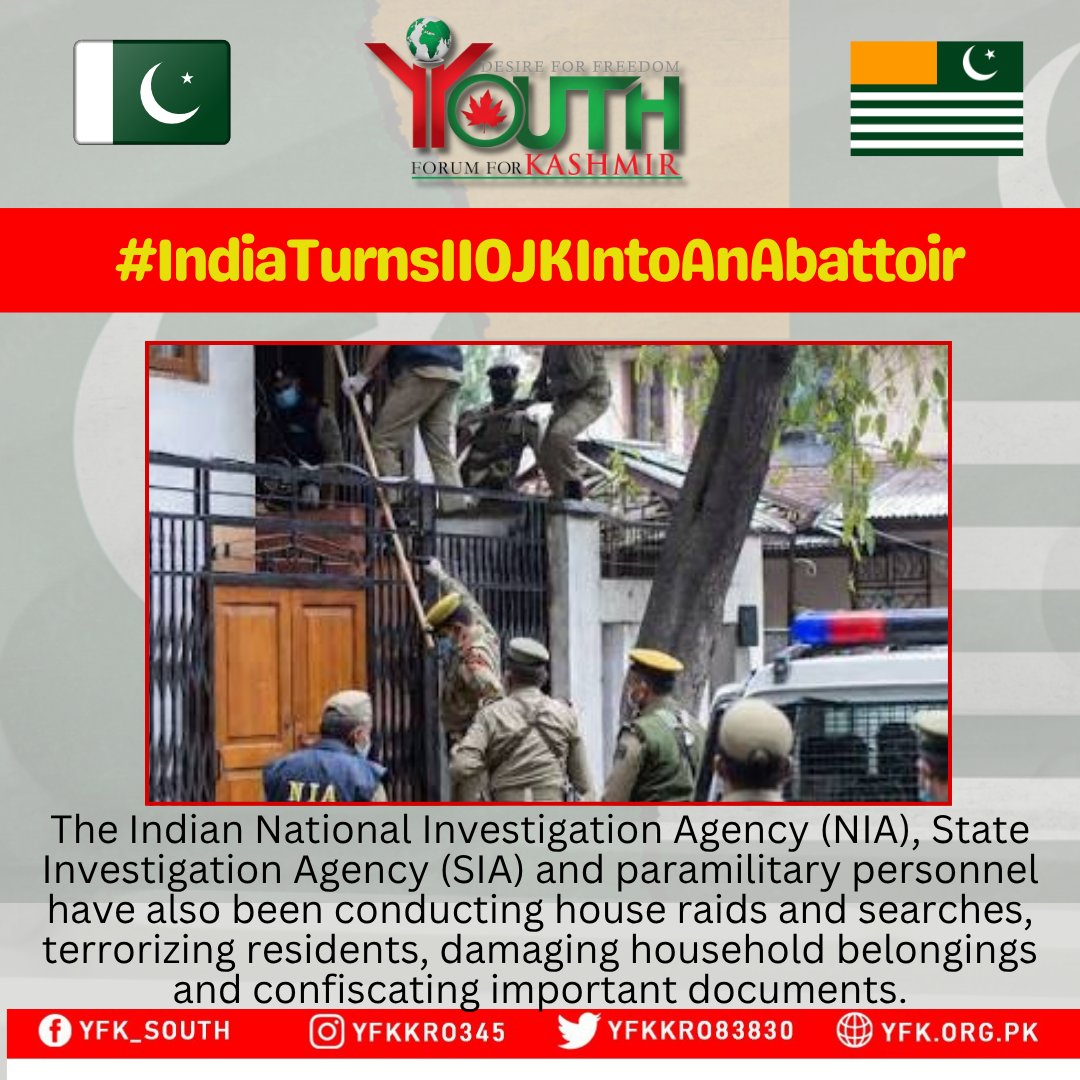 YFK_Karachi's tweet photo. India turns IIOJK into an abattoir through black laws, relentless CASOs: APHC
#IndiaTurnsIIOJKIntoAnAbattoir https://t.co/BFYyIutyze