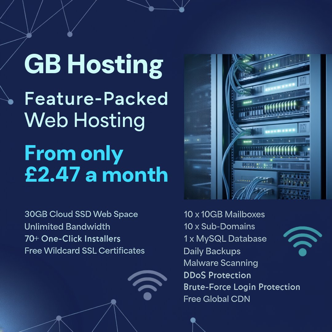 HostingGB's tweet photo. Get 30GB web hosting from GB Hosting with our cutting-edge web hosting service, powered by lightning-fast SSD-based cloud servers.
visit - https://t.co/aQiAa9owY0
#SSL #hosting #wordpress #cloudserver #DomainNameForSale #Server #autoscaling https://t.co/acFUpOWWLU