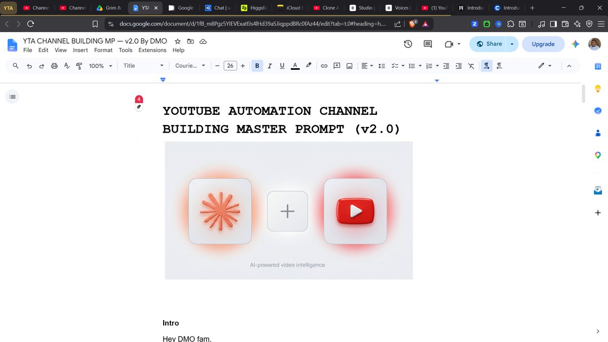 mztadan's tweet photo. Here is something I've been gatekeeping for months!

My master prompt to clone any successful channel + the tools.

Sharing it for FREE.

This is why I get called a Fake by your faverite guru for sharing what they can't give you free, when they have no clue how my team &amp; I work. https://t.co/SAr8dnADzF