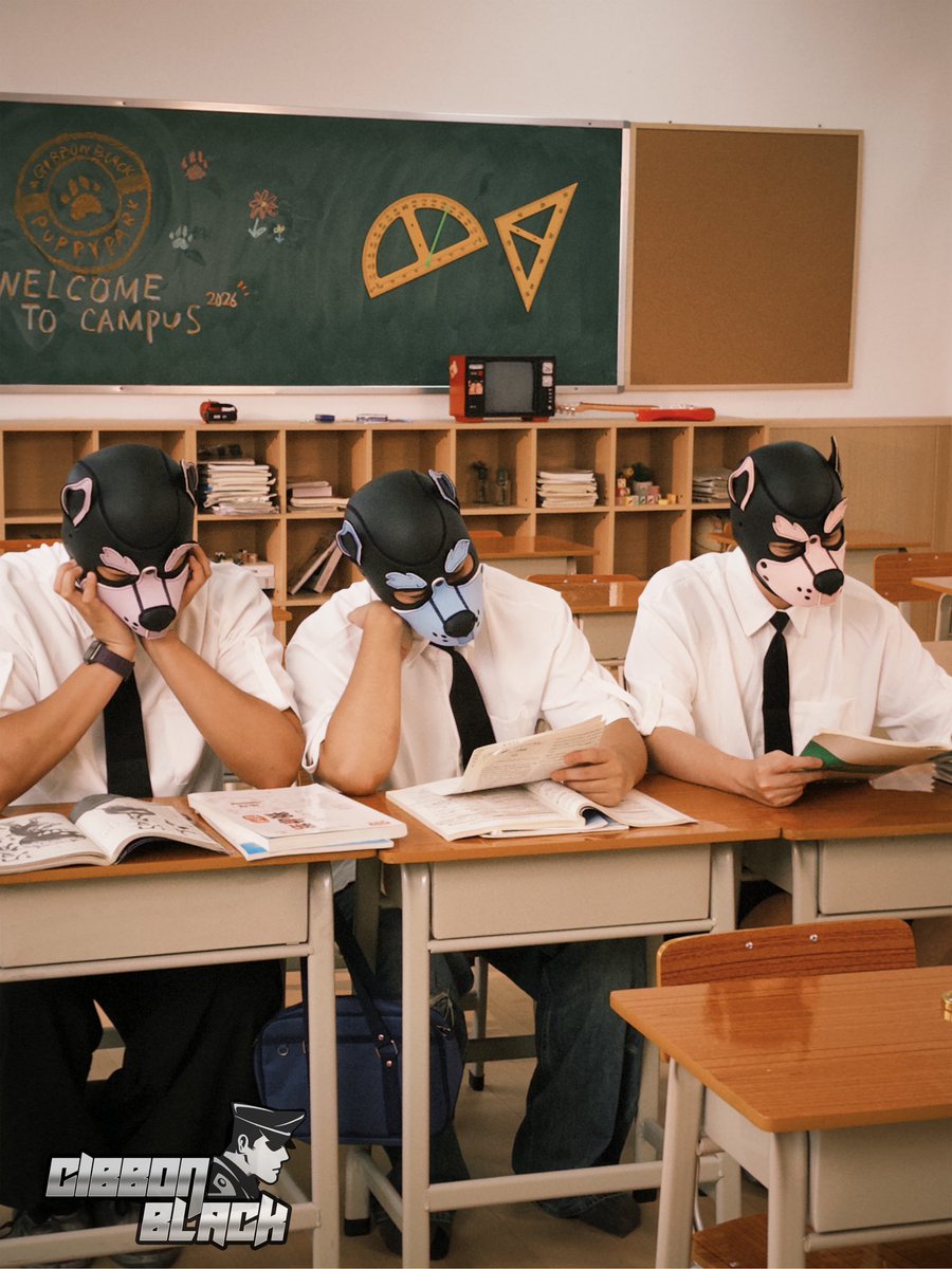 GibbonBlack_EN's tweet photo. Three pups in one classroom? Paying attention? Yeah, right.

#PuppyPark #GibbonBlack https://t.co/VAuqgAYYGN