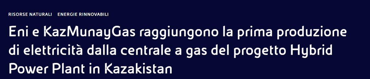 lapopistelli's tweet photo. Nuovo traguardo per @eni  in #Kazakistan. Raggiunta la prima produzione di elettricità dalla centrale a gas da 120 MW del progetto Mangystau Hybrid Power Plant, sviluppato con #KazMunayGas e con #Plenitude.
https://t.co/jRHu73Larr https://t.co/EswqRvZeUu