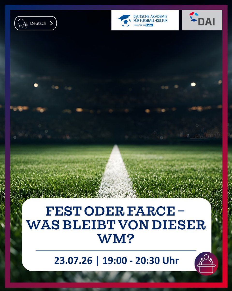 1_fc_nuernberg's tweet photo. Die Deutsche Akademie für Fußball-Kultur blickt morgen Abend nochmal auf die WM 2026 zurück. Mit dabei in der Gesprächsrunde ist auch #FCN-Vorstand Niels #Rossow.

Alle Infos 👉 https://t.co/DjJCPoS8ij https://t.co/uVdJh5oEqk