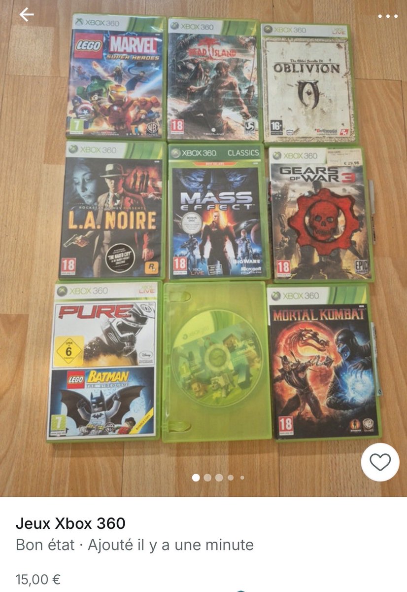 RaphJV's tweet photo. 15€
Imaginez les heures de jeu qui vous attendent…
👉🏻 Rien qu’Oblivion, Mass Effect et LA Noire c’est des dizaines d’heures.
Le rétro c’est une tonne d’univers qui attendent! 🤩🤩🤩
#Xbox360 https://t.co/I3dNU5K6ul
