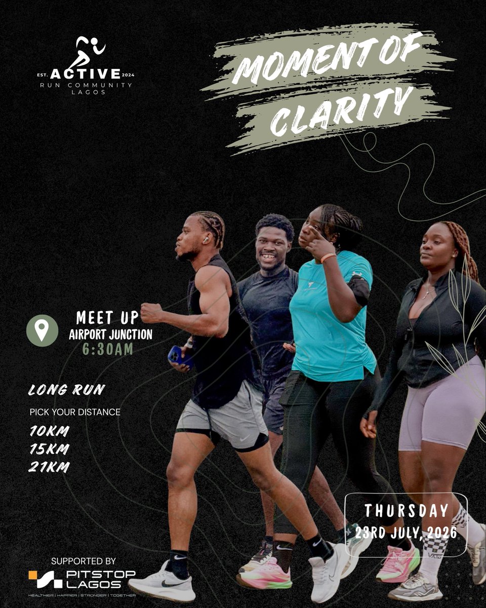 Active_rcl's tweet photo. MOMENT OF CLARITY

Take on 10 km, 15 km, or 21 km. The distance is your choice, but the mission is same, run easy, stay consistent, and find your clarity.

Smooth miles. Clear minds. Great company.

Early arrival is advised. We'll see you at the start line. 
#activeruncommunity https://t.co/v5FIn14ogd
