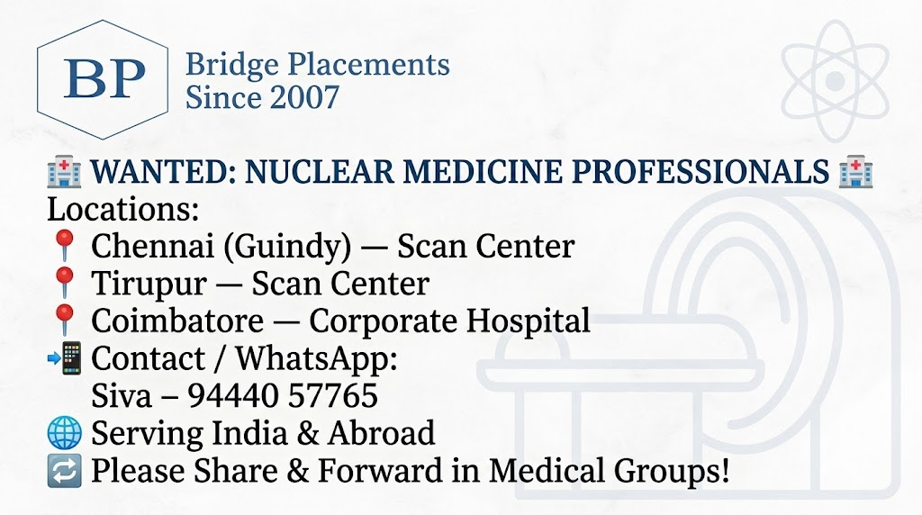 Bridgeplacement's tweet photo. Nuclear Medicine #nuclearmedicine #doctorjobs #hospitaljobs #bridgeplacementsjobs https://t.co/if72Z0Qn1K
