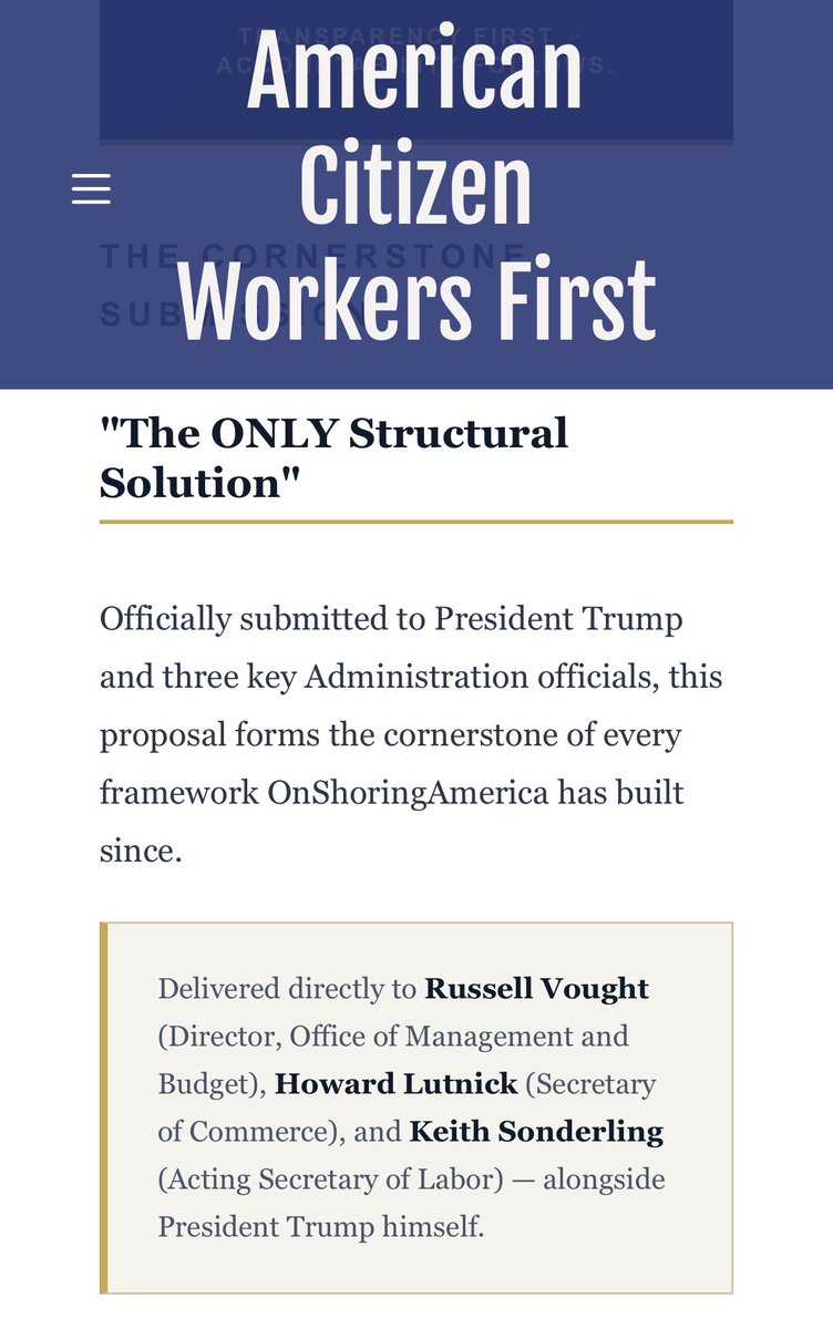 J_Vito_B's tweet photo. President Trump,

Whether we care to admit it or not,  legal noncitizen labor is totally out of control.

This has been building for more than 40 years, and today it’s worse than ever.

Yet nearly all of the public conversation focuses on the smallest slice of the issue — H-1B visas.

Now imagine the full picture when you include:
•  Offshoring
•  Green Card labor
•  Humanitarian work authorizations
•  International students
•  AI-driven labor substitution
•  And other legal noncitizen labor categories

How many fully qualified U.S. citizens have been displaced while we’ve measured only a fraction of the problem?

Based on publicly available government data and reporting, my 2026 estimate is that approximately 34 million non-citizen workers are participating in the U.S. labor market across these categories.

You cannot manage what you do not measure.

Transparency First. Accountability Follows.

That is why the OnShoringAmerica framework begins with comprehensive measurement through new NAICS classifications. 

This clarity will only occur with your Executive Order to your internal agencies!

Once the full scope is visible, informed policy decisions can follow. 

The image depicts the framework that starts with your EO.

Thank you!
