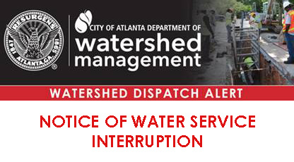 ATLWatershed's tweet photo. The Department of Watershed Management is experiencing an interruption of water service at 3978 Stovall Ter NE.

Crews turned off a 6" main to make emergency repairs. This outage is affecting 12 homes, and 1 hydrants. https://t.co/MxYc1k6UEI
