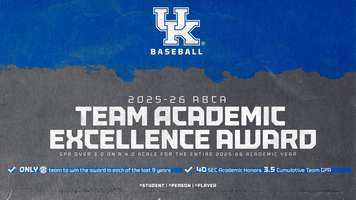 UKBaseball's tweet photo. Continued Excellence. 

@ABCA1945 @Coach_Mingione @UKMichaelStone @UKAthletics https://t.co/GjUKCxlAyx