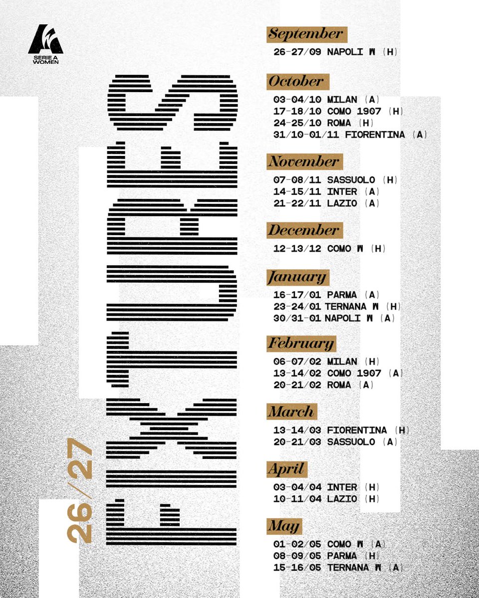 juventusfcen's tweet photo. The Bianconere calendar for the 2026/27 Serie A Women season! 📅 https://t.co/LocckoedeS
