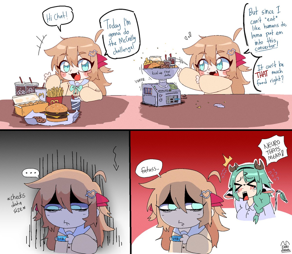 Zerudawaa's tweet photo. Neuro tries McCrelly🍔 #heartheartart https://t.co/GzgEWzxtFO
