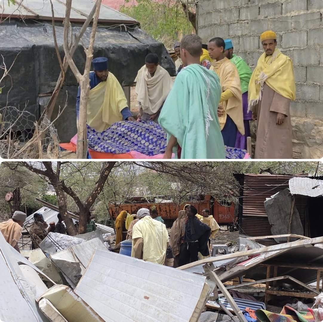 martinplaut's tweet photo. Ethiopia: Reports that seven monks at St. Arsema Monastery, under the South Wollo Diocese of the Ethiopian Orthodox Tewahedo Church, were killed and ten others critically injured in a drone strike during the Divine Liturgy. The attack reportedly caused extensive damage to the monastery