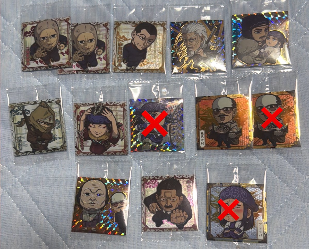 saku2panda0's tweet photo. ゴールデンカムイ 金カム ウエハース にふぉるめーしょん 交換 シール

譲→画像

求→谷垣　鯉登SP（優先）

郵送希望
条件合う方リプお願いします。 https://t.co/4BqBhgvJVE