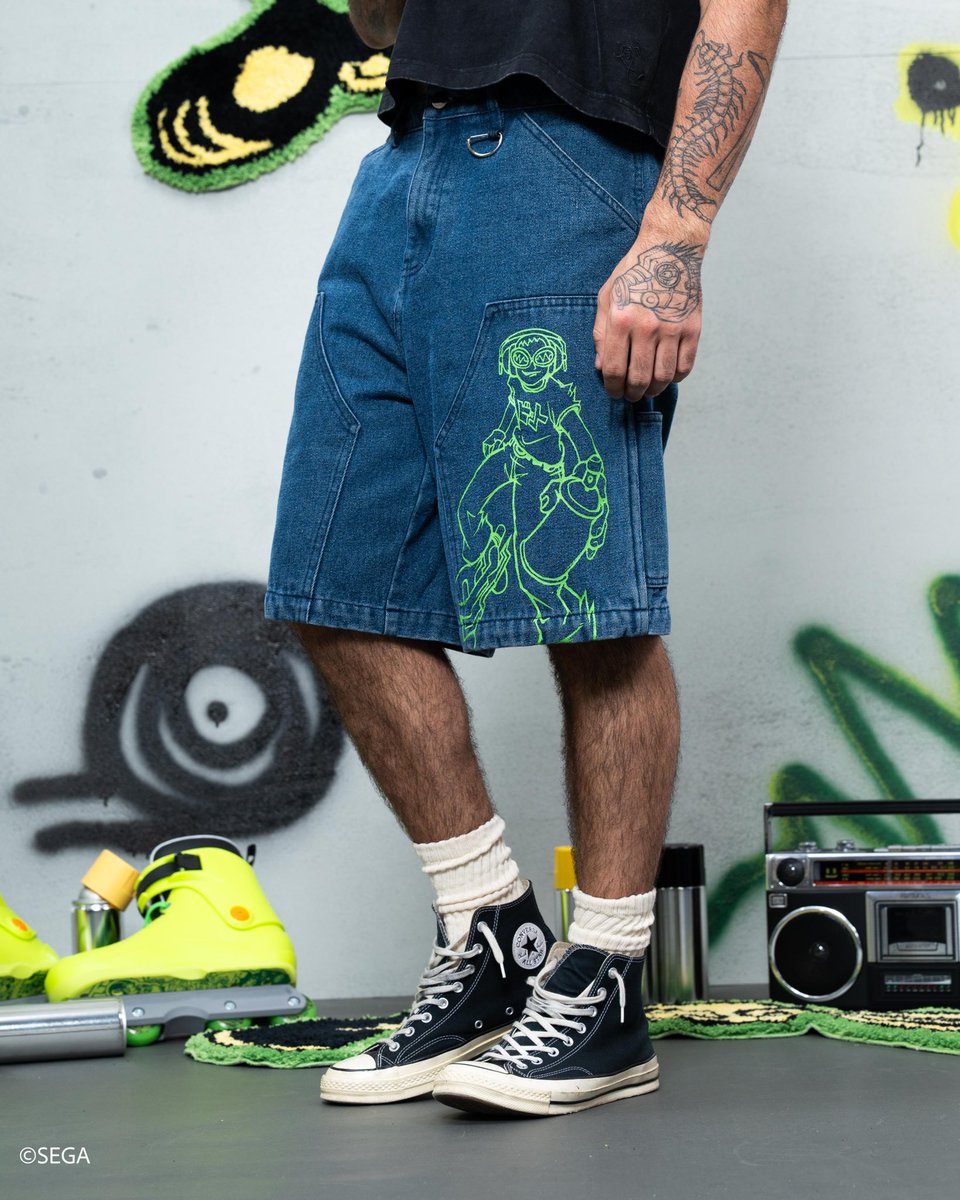 HandsSteady's tweet photo. Jet Set Radio - JSR Denim Shorts

available Friday July 24th at 5pm EST!

Text JSR to 49469 for early access on the drop and updates on future collections!

Available Globally (Excluding Asia)!
©SEGA

#jetsetradio https://t.co/IEhYBnRYIf