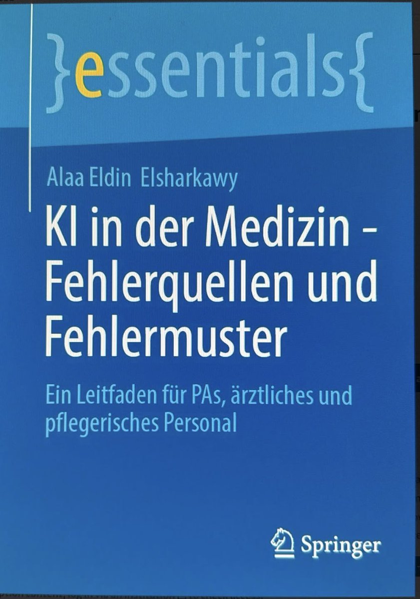 alaaeelsharkawy's tweet photo. Wer haftet, wenn Arzt und Algorithmus gemeinsam irren? Mein neues Buch zeigt, wo im Zusammenspiel von Mensch und KI die Fehler entstehen – und wie man sie verhindert.

Jetzt bei Springer:
🔗 https://t.co/67etir10B3

#KIinderMedizin #Patientensicherheit #DigitalHealth https://t.co/DnpZ7LG2BH