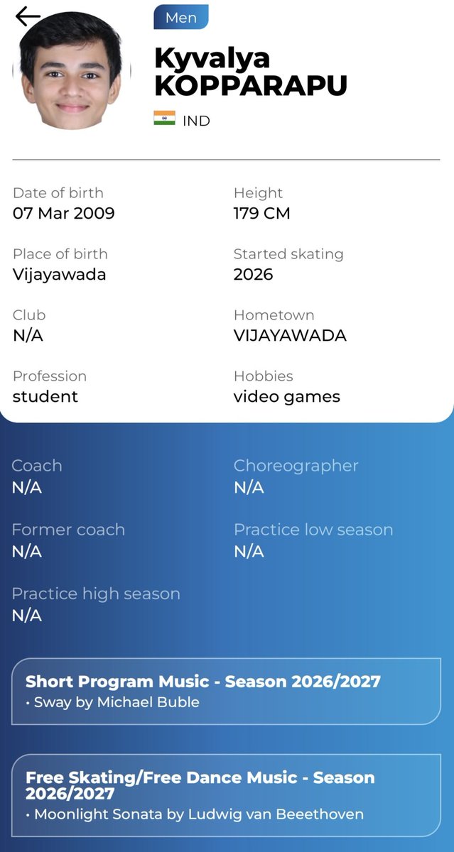 Sheshouldhavek1's tweet photo. Im so excited to see Kyvalya Kopparapu🇮🇳 make his jgp debut at JGP China! He is an 8 time artistic skating national champion and despite only starting figure skating this is year(!!) he already has learnt 2-2s and his spins have translated beautifully onto the ice🤍 https://t.co/hKK3OYdHZ5