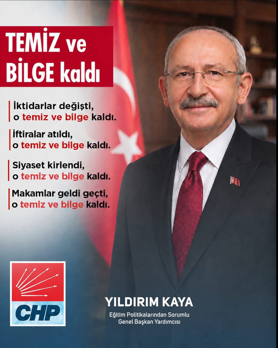 yildirimkaya40's tweet photo. TEMİZ ve BİLGE KALDI
@kilicdarogluk 
@herkesicinCHP https://t.co/l7fNAqPQ5F