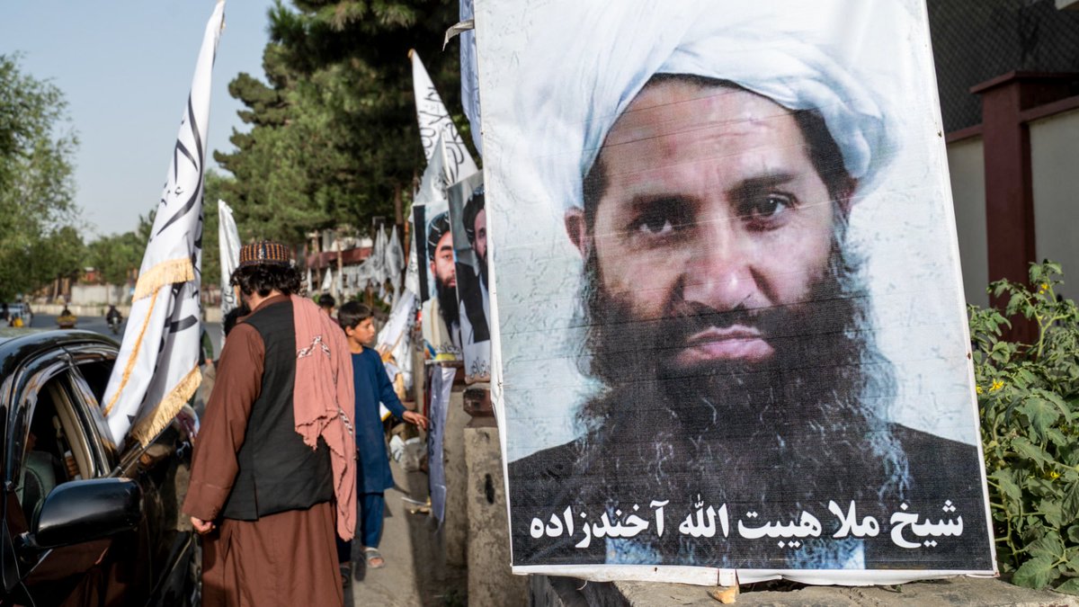 Mullah Hibatullah Akhundzada, the supreme leader of the Taliban gave a speech in...