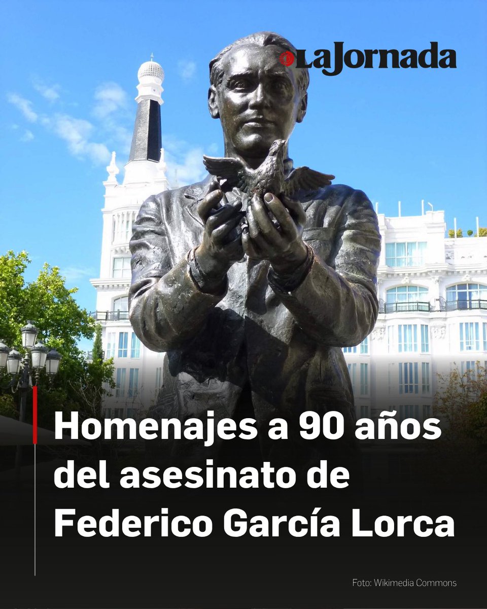lajornadaonline's tweet photo. A 90 años del asesinato del poeta y dramaturgo Federico García Lorca, que se cumple el próximo 18 de agosto, instituciones de México, España, Venezuela y Uruguay realizan multitud de exposiciones, obras de teatro, ópera, conciertos y mesas de discusión que conmemoran la vida y obra del autor andaluz.

En junio, se llevó a cabo en México el estreno mundial de la ópera Lorca... lluvia en cada párpado, de Víctor Nájera. La escenificación parte del fusilamiento de Federico García Lorca y, en retrospectiva, explora su relación con el pintor Salvador Dalí.

Más información en: https://t.co/8ZfLyo3lZ2