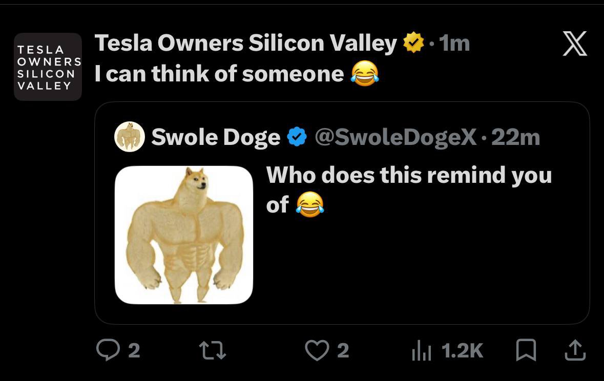 S_WOGE's tweet photo. Elon’s friend just quote retweeted the official swole doge x acc

0x8a166Fb41Cd659a0a43396272FF73973Ce29F817

$SWOGE about to go bonkers 

OGs

like i said ONE INTERACTION from Elon https://t.co/DcZn7Vsaz6
