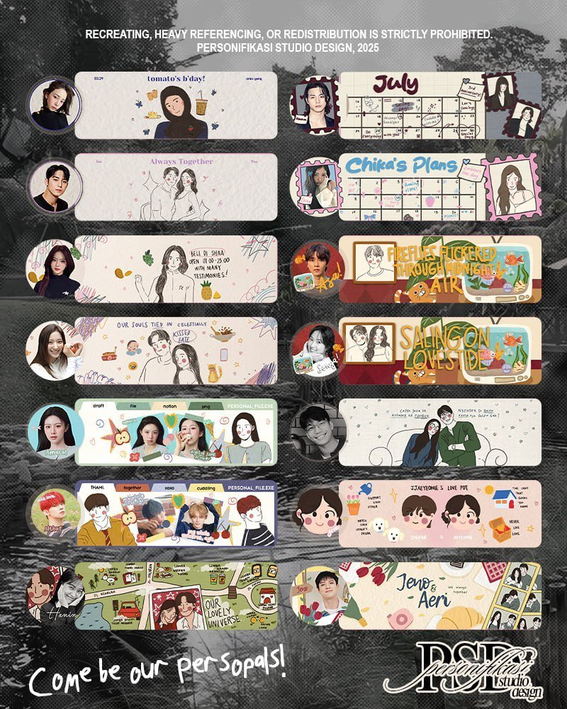 PERSONIFIKASl's tweet photo. Aku open buat custom twibbon, ocrp needs, rp needs, editan sq/upchar, letter, layout, birthday, mensive, logo, watermark, chibi, dan masih banyak lagi! Banyak testi dari 2020 boleh dicek langsung di pinned atau kepoin https://t.co/kwRLRptOX1 yaa! <3 https://t.co/EJ49MFGzhe
