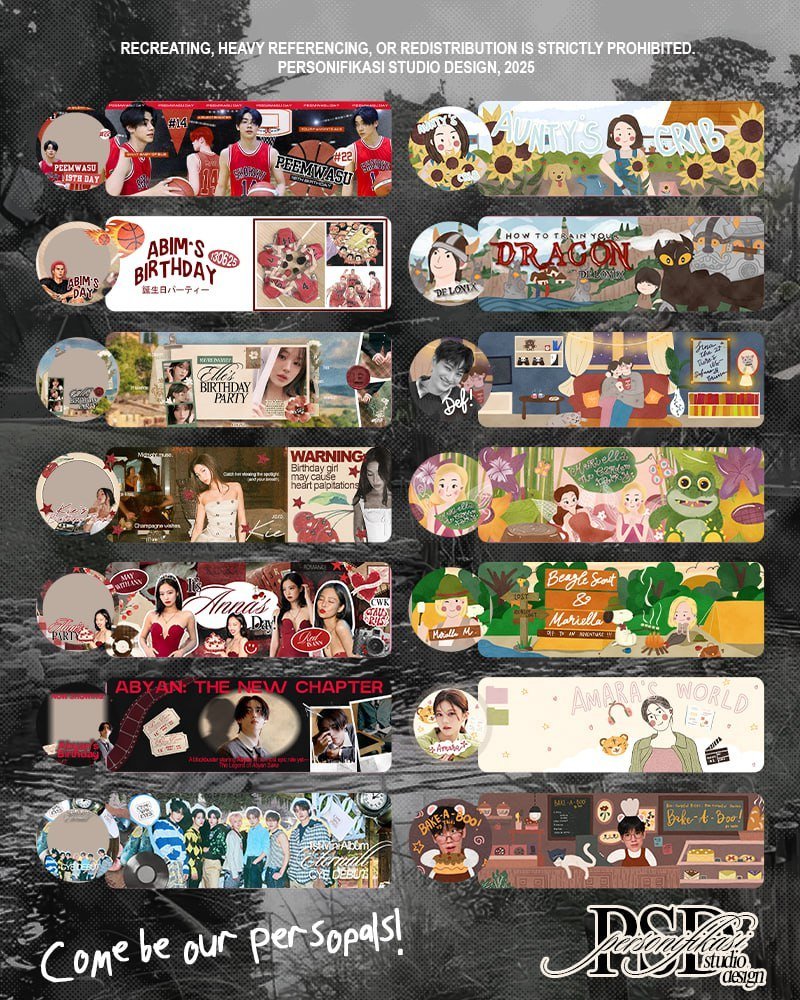 PERSONIFIKASl's tweet photo. Aku open buat custom twibbon, ocrp needs, rp needs, editan sq/upchar, letter, layout, birthday, mensive, logo, watermark, chibi, dan masih banyak lagi! Banyak testi dari 2020 boleh dicek langsung di pinned atau kepoin https://t.co/kwRLRptOX1 yaa! <3 https://t.co/EJ49MFGzhe