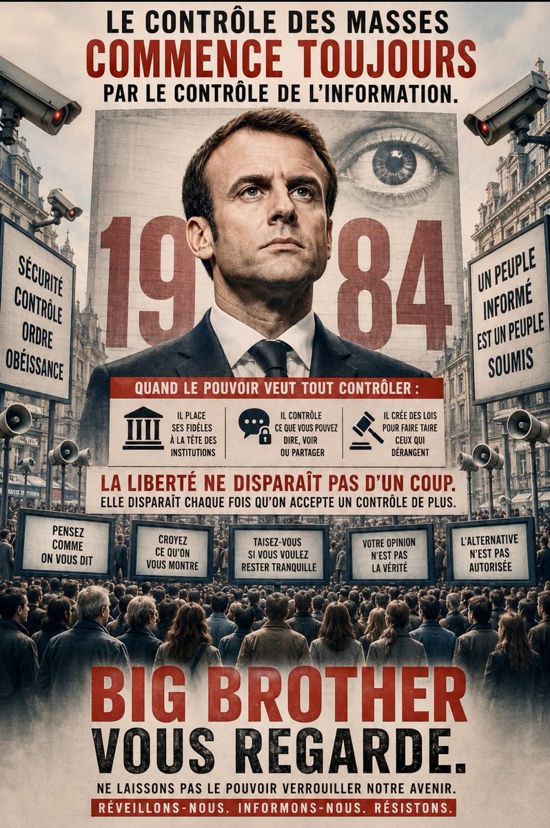 KateMobij's tweet photo. @CNEWS La «dérive autoritaire» de la Macronie est très INQUIÉTANTE 😡
Quand un pouvoir place ses fidèles à la tête des institutions &amp; veut limiter la LIBERTÉ d’EXPRESSION, ce n’est plus gouverner, c’est verrouiller le système pour empêcher l’alternance.
Ce n’est pas ça la DÉMOCRATIE ! https://t.co/TYvwNUvnwc