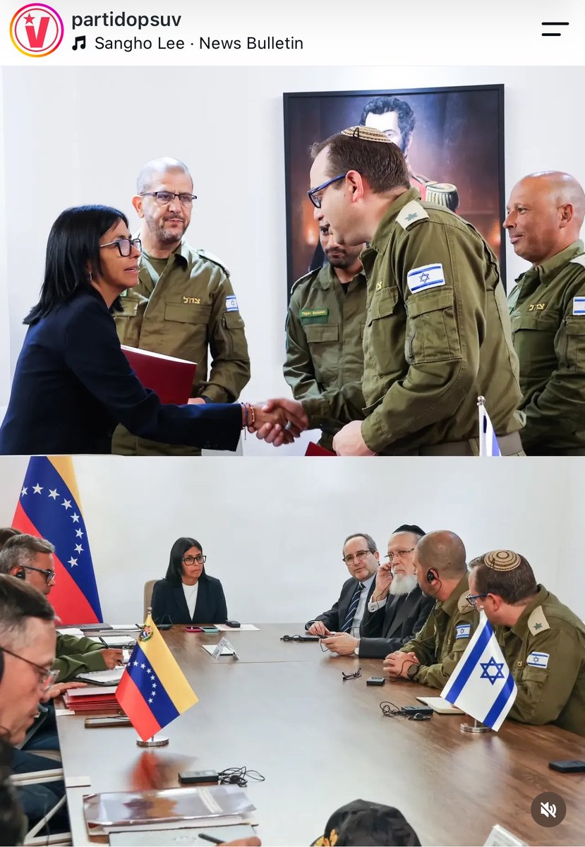 Dima_Khatib's tweet photo. These photos were published on the official Instagram account of the United Venezuelan Socialist Party, founded by the late Hugo Chavez in 2007. Delcy Rodriguez, the interim president of Venezuela is shaking hands with (and looking up to) Roni Kaplan, none other than the spokesman of the IDF in Spanish! He is a double Uruguayan-Israeli citizen against whom an official criminal complaint has been filed in Uruguay due to his complicity in war crimes, crimes against humanity and genocide against the Palestinian people. This IOF official alongside others have been parading their military uniforms in Venezuela freely, something they can’t do in the rest of the world, I bet! Delcy Rodriguez met them to thank them before they leave Venezuela for their help after the devastating earthquake on 24 June. Venezuela cut ties with Israel 17 years ago. This is quite a shock! I am told the Venezuelan government is under pressure from Trump to receive Israelis. On 24 July an anti Zionist march will take place in Caracas.