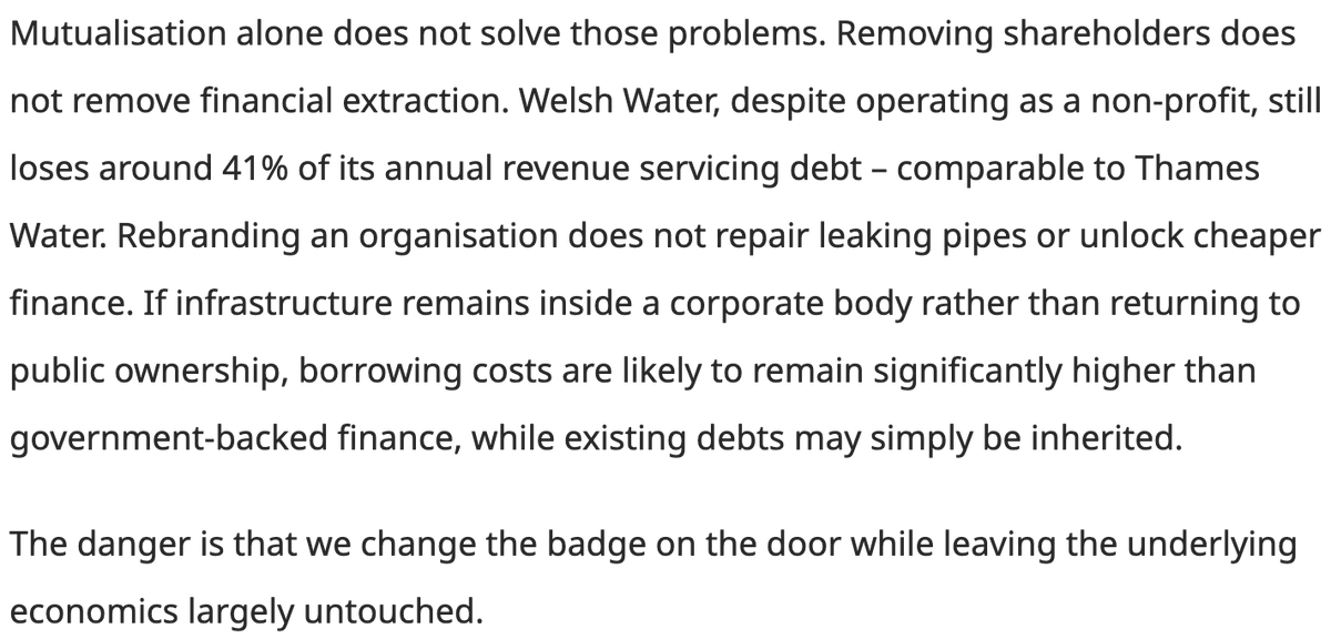 CompassOffice's tweet photo. Public ownership is the only viable model to make Britain's water industry work for customers. 

Talk of mutualisation or not-for-profit models simply faces the same problems we're seeing right now.

Compass Deputy Director Lena Swedlow for @LabourList. https://t.co/V6T7PPmhfR