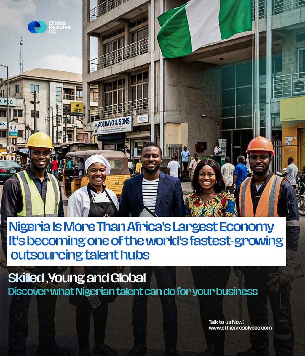 ethicaresolvecc's tweet photo. Great talent can come from anywhere.

Nigeria is increasingly proving it's a destination global businesses should be paying attention to.

#EthicaResolveCC #Outsourcing #GlobalTalent #Nigeria https://t.co/BHxR1uMfCM