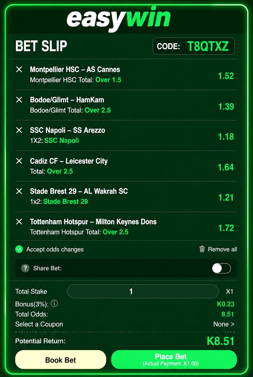 Easywin227835's tweet photo. 🔥 TODAY'S TOP PICKS 🔥

🎯 Total Odds: 8.51

🎟️ Booking Code: T8QTXZ

Use the Easywin App or website to place your bet right now! ⚽💚 https://t.co/YePxowVCuG