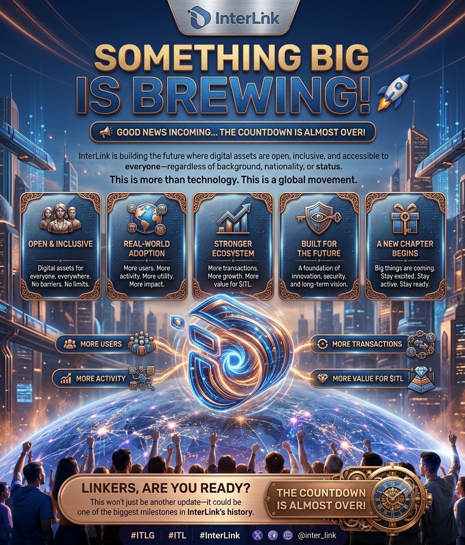 camibuito's tweet photo. The Countdown Begins
🚀 Something massive is coming to InterLink. We’re breaking down barriers with open, inclusive digital assets designed for real-world adoption and long-term growth. Get ready for a major milestone! 🌍🔥

#InterLink #ITL #ITLG https://t.co/Y7E29nPQas