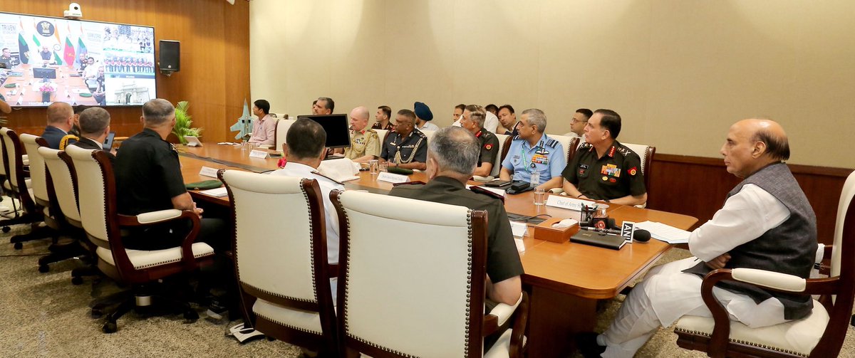 SpokespersonMoD's tweet photo. Raksha Mantri Shri @rajnathsingh flagged-in the first-ever Tri-Service all-women circumnavigation sailing expedition, Samudra Pradakshina on July 22, 2026. Nine women officers returned after a remarkable 314-day voyage covering nearly 25,500 nautical miles across four oceans.

Describing the expedition as a symbol of Nari Shakti, Tri-Service jointness and New India’s resolve, Raksha Mantri lauded the crew’s courage, resilience and professionalism. He also stated that IASV Triveni stands as a testament to India’s engineering excellence, indigenous capability and strategic confidence. #SamudraPradakshina #NariShakti

Read here: https://t.co/geSbJ9RmQc