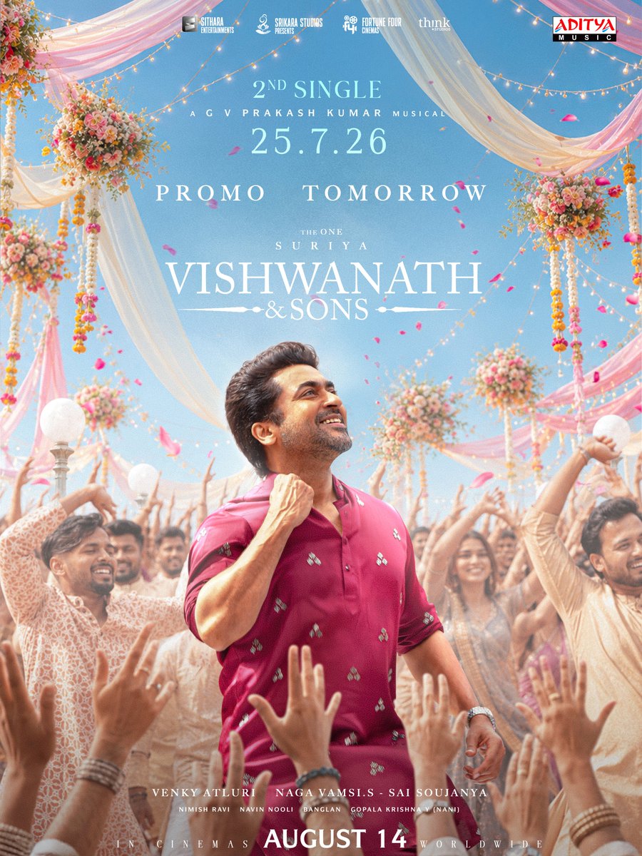 AdityaTamil_'s tweet photo. A full blown banger…….A visual delight…… A musical feast…
#VASSecondSingle has it all 🔥

PROMO OUT TOMORROW 🕺🏻 

Igniting the Music Charts & Dance Floors from JULY 25th ❤️‍🔥

A @gvprakash Musical 🎧 

#VishwanathAndSons #VASonAUG14th 
@Suriya_offl #VenkyAtluri @_mamithabaiju @realradikaa @TandonRaveena @vamsi84 @NavinNooli @NimishRavi @Banglan16034849 #saisoujanya @KenKarunaas @ramjowrites @Sekharmasteroff @ynakg2 @SitharaEnts @Fortune4Cinemas #SrikaraStudios @ThinkStudiosInd @adityamusic @AdityaTamil_ @PrimarkProd @PharsFilm