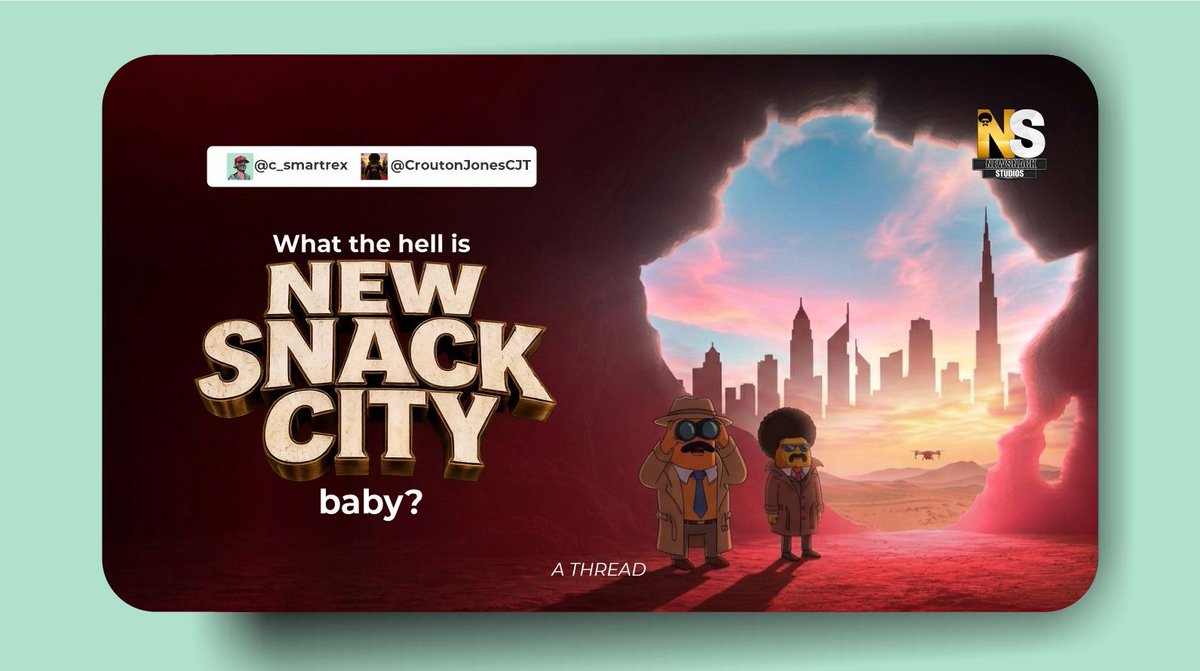 c_smartrex's tweet photo. What the hell is New Snack City, baby? 

If you’ve been scrolling through X lately, chances are you’ve seen the name New Snack City pop up more than once.

At first, I thought it was just another cartoon.

➔  Food characters.

➔  Funny names.

➔  A few jokes.

Nothing too serious.

I couldn’t have been more wrong.

New Snack City isn’t built like the cartoons most of us grew up watching.

It’s a city where every resident happens to be food… but the problems they face are painfully human.

➔  Crime runs the streets.

➔  Power changes hands through violence.

➔  Mafia families fight for control.

➔  Dirty money flows through casinos.

➔  A dangerous pink sugar epidemic spreads across neighborhoods.

➔  Detectives chase leads that could cost them their lives.

Everyone has something to protect and everyone has something to lose.

But somehow, in the middle of all that chaos, the series still finds a way to make you laugh.

That’s what makes New Snack City interesting.

It doesn’t use food characters just for fun.

It uses them to tell stories about power, greed, loyalty, corruption, survival, and the choices people make when they’re pushed to the edge.

The result is a world that feels familiar, even though it’s unlike anything you’ve seen before.

Imagine walking through a city where every block has its own story.

➔  Where every gang has its own history.

➔  Where every character has a personality that goes beyond a funny food pun.

➔  Where every episode reveals another piece of a much bigger picture.

That’s New Snack City.

And this is only the beginning.

The upcoming world premiere isn’t simply the release of another animated episode.

It’s the opening chapter of a universe that’s been years in the making, a universe designed to keep expanding through new stories, unforgettable characters, and a community that’s invited to be part of the journey from day one.

So the next time someone asks,

“What the hell is New Snack City, baby?”

You’ll know the answer.

It’s not just another animated series.

It’s a city with stories waiting to be told.

Respect it, baby. 
@CroutonJonesCJT