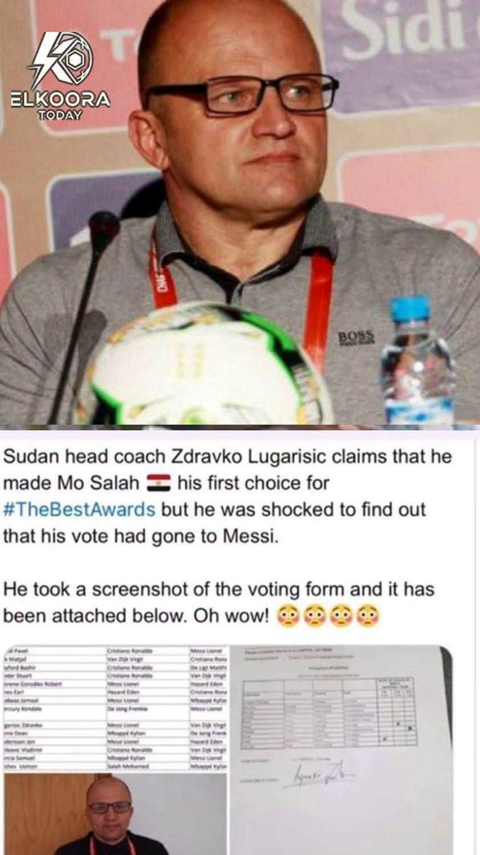 amr_atiaa22's tweet photo. الراجل ده اسمه زدرافكو لوجاريزيتش.. كان مدرب منتخب السودان سنة ٢٠١٩.. السنة اللي كان صلاح بينافس فيها على البالون دور وجايز the best، صلاح في الموسم ده كان جايب دوري أبطال أوروبا لليفربول وواخد هداف الدوري الانجليزي وفايز بكاس السوبر الأوروبي وكاس العالم للأندية.. اللي هو فلق المنطق والأرقام نصين، فالراجل ده عشان عنده دم وضمير حط صوته لصلاح في المركز الأول.. إيه اللي حصل بقى؟! اكتشف إن الفيفا زورت تصويته وحطوه لميسي، شالوا صلاح من القايمة خالص وحطوا ميسي أول واحد.. 

فضيحة مدوية لا تزال تلاحق جائزة الأفضل في العالم حتى اليوم!

الرجل الكرواتي المحترم ده  أكد أنه صوّت لمحمد صلاح في المركز الأول، ومعاه ساديو ماني في المركز التاني وكيليان مبابي مركز تالت، بل ونشر صورة من ورقة تصويته الموقعة.

اسم صلاح اختفى تماماً، وحل مكانه ليونيل ميسي في المركز الأول، يليه فيرجيل فان دايك ثم ماني. 

لو فاكر إن ده الوحيد اللي كشف التزوير ده فقائد نيكاراجوا خرج في نفس اليوم عشان يقول إن تصويته تم تزويره أيضاً لصالح ميسي، وإنه لم يصوت أصلًا..

الاتحاد السوداني طلب تحقيق في الموضوع ده، والفيفا التزم الصمت التام حول حالة السودان تحديداً، ولم يصدر أي تفسير علني مقنع لحد النهاردة.. واللي عايز يعترض يروح لقسم الشكاوي اللي بينفد على أوضة نوم أنتونيلا..

بالمناسبة إنجازات ميسي وقتها كانت الفوز بالدوري الأسباني وهداف الدوري ومركز "تالت" مع الأرجنتين في بطولة الكوبا.. عشان العالم كله يتفاجىء بإن ميسي ياخد المركز الأول وصلاح في المركز الرابع. 😂😂