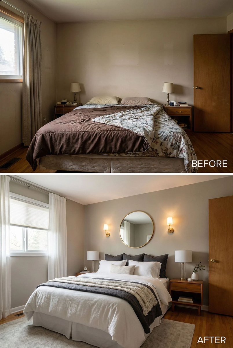 homeaiapps's tweet photo. See how our Home AI app reimagines light, symmetry, and texture.
Subtle architectural details like wall sconces, layered linens, and structured windows completely elevate the room.Visualize your space in seconds.

https://t.co/l6wJeQ6jkG

#HomeAI #InteriorDesign #BeforeAndAfter⁠ https://t.co/r2Vu50iDVT