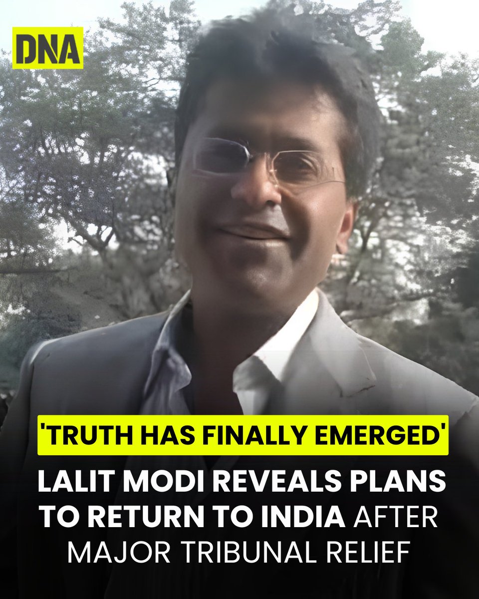 dna's tweet photo. The Appellate Tribunal under SAFEMA has given major relief to #LalitModi and various others in the 2009 IPL South Africa FEMA case after which the IPL founder said that he will return to India.
Read here :https://t.co/CpgMagE77A
#DNAUpdates | | #FEMA | #IPL | #SAFEMA | https://t.co/IIqKnHPXXz