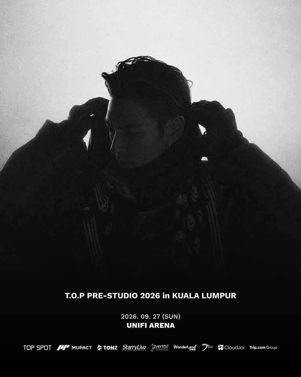 msiakpopfans's tweet photo. [EVENT] T.O.P PRE-STUDIO 2026 in Kuala Lumpur

🗓️: 27 September 2026 (Sunday)
📍: Unifi Arena

#TOP #PRESTUDIO2026 #TOPPRESTUDIO2026INKL https://t.co/cErkR8icPO