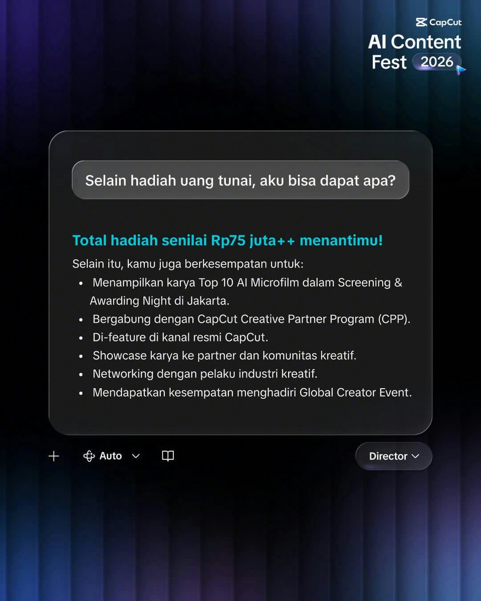 capcutindonesia's tweet photo. #CapCutFilmNaikLayar #CapCutAIContentFest https://t.co/wodlgCe14I