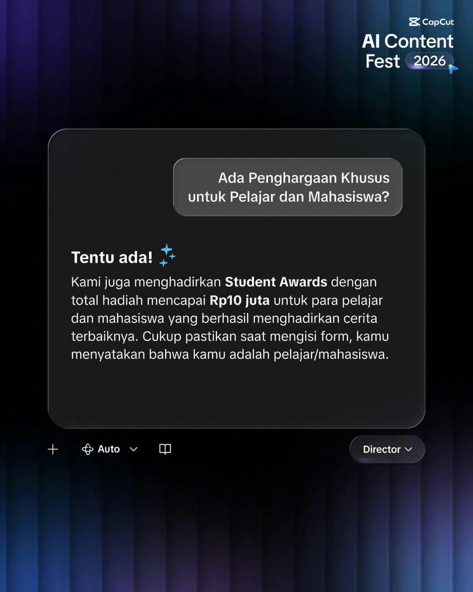 capcutindonesia's tweet photo. #CapCutFilmNaikLayar #CapCutAIContentFest https://t.co/wodlgCe14I
