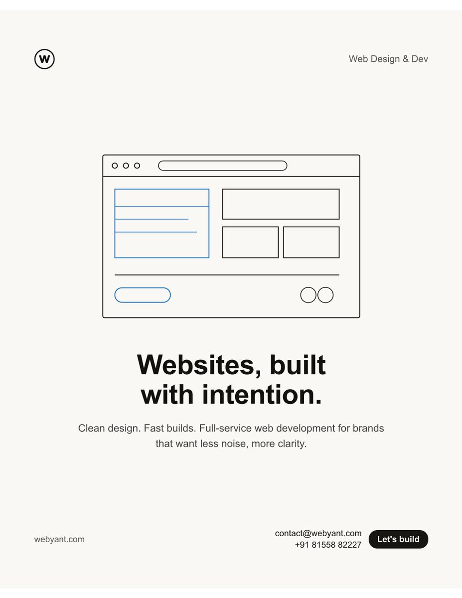 webyant's tweet photo. Websites, built with intention. Clean design. Fast builds. Zero fluff.

Let's build yours → https://t.co/W51GYPPVol https://t.co/k7LX1Ph9k4