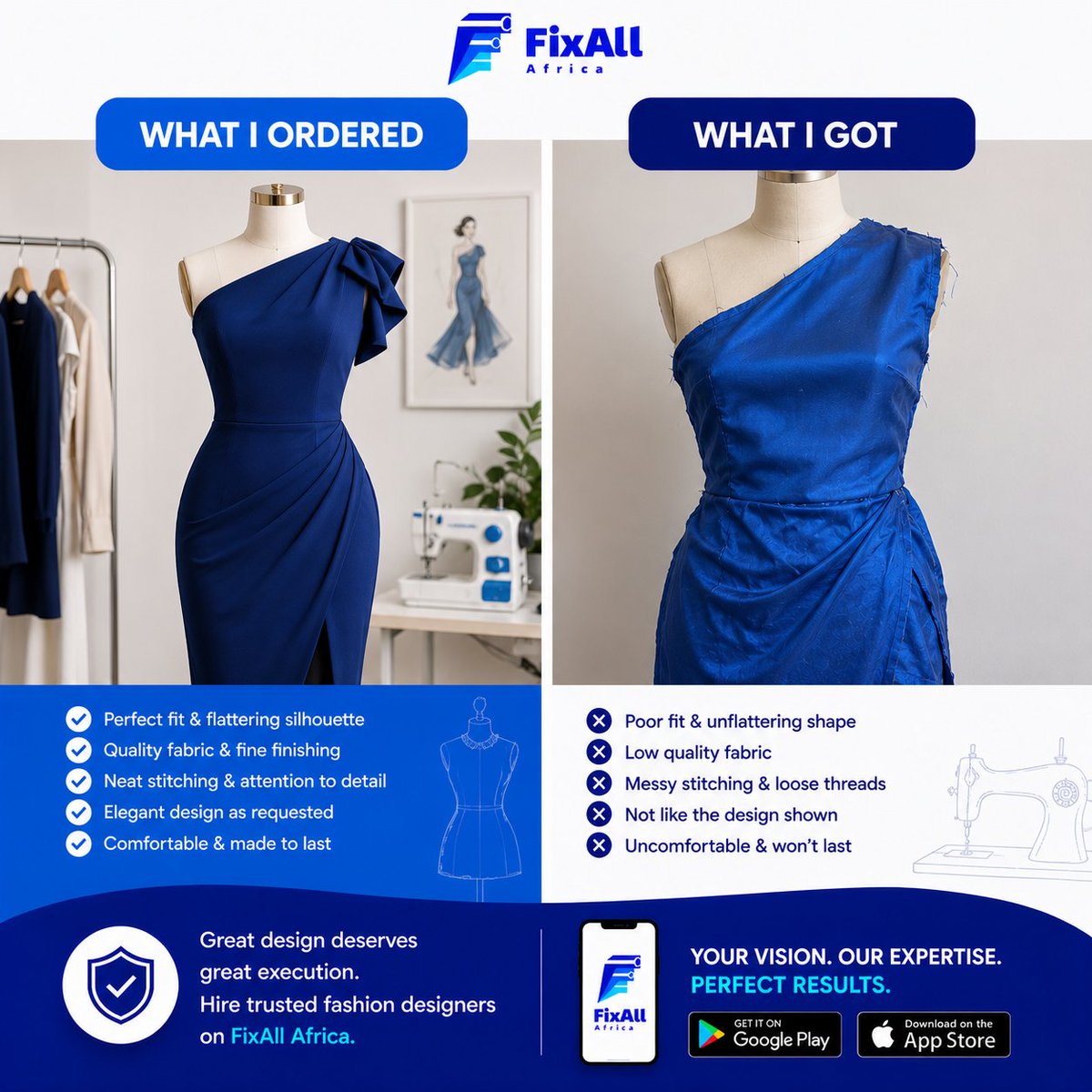 fixallafrica's tweet photo. Ever ordered a masterpiece and got a mess? We’ve all been there. That’s exactly why FixAll Africa vets every artisan before they reach https://t.co/iLuJLyMG7J with peace of mind.

Download the FIXALL AFRICA APP to get started!

#FixAllAfrica #ArtisansYouCanTrust https://t.co/YJdXLOX1G2