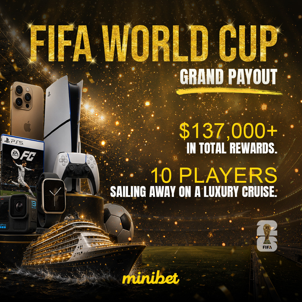Minibet_Games's tweet photo. 🏆 WORLD CUP ARENA PAYOUTS ARE LIVE! 🏆

The arena action has officially wrapped, and the rewards were MASSIVE! Over $137,000+ in cash and top-tier tech rewards have been distributed directly to our champions. 💰🎮📱

👀 AND NOW... FOR THE ULTIMATE FINALE!

The 10 luxury cruise winners haven't been picked yet, and 
The Grand Cruise Raffle Draw is right around the corner! 🚢✨

Every $50 you wagered dropped a golden ticket into the bucket. Ten lucky players are about to turn those tickets into a 7-night luxury getaway ! Did you hold the winning ticket? 🎟🏝

Keep your eyes glued to our channels—the draw announcement is coming up next! 🧳🔥