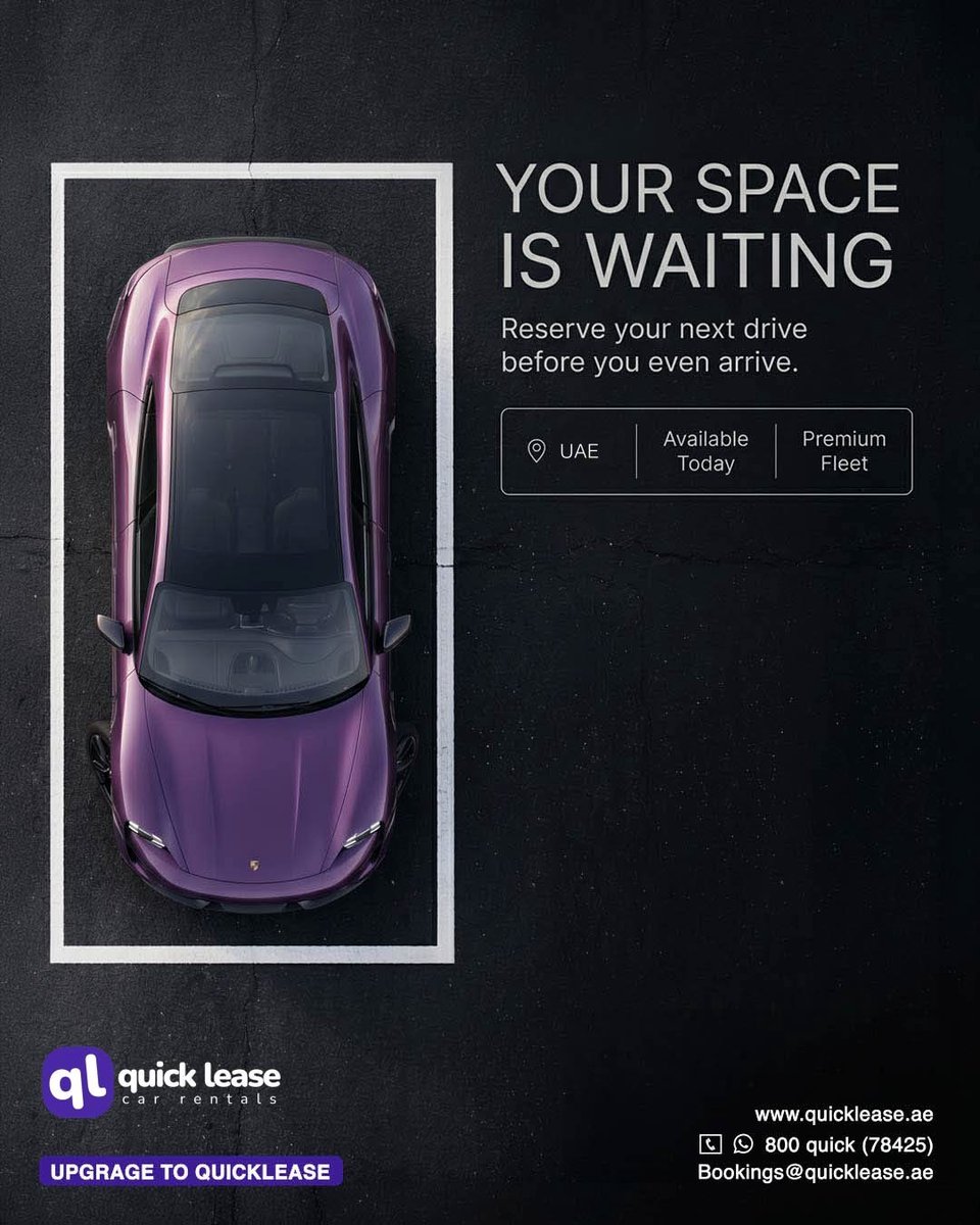 QuickLeaseCar's tweet photo. Your space is waiting. 🚗✨
Reserve your next drive before you arrive and choose from Quick Lease’s premium fleet across the UAE.

📞 800 QUICK (78425)
🌐 https://t.co/J50l9i92kh

#QuickLease #CarRentalUAE #RentACarDubai #PremiumCarRental #DriveYourWay https://t.co/PVvDwCXR7S