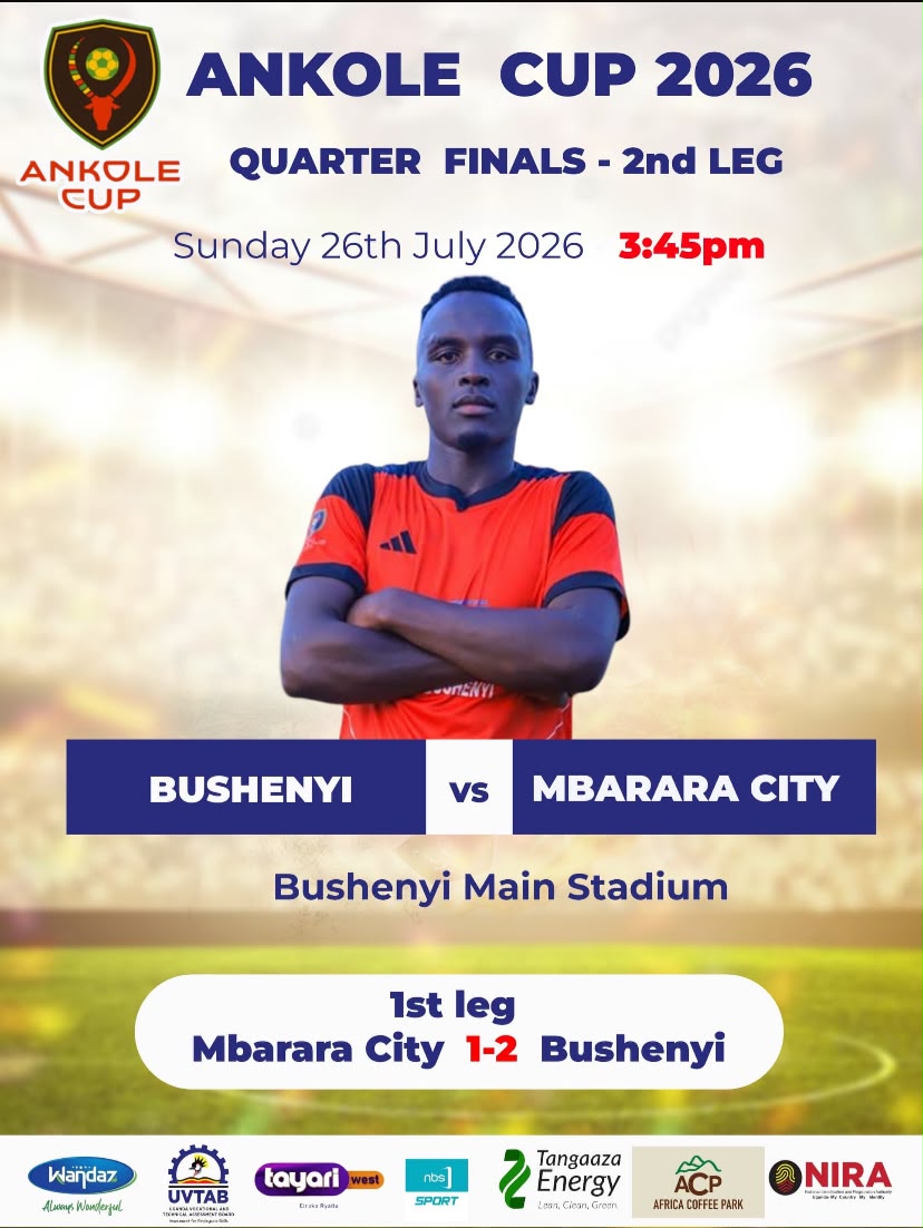 kamusiime05's tweet photo. This Sunday 26th July, we're at Bushenyi main stadium for the quarter finals 2nd leg between #bushenyi district & #mbarara city.
Are we #TheModelDistrict ninga we're #TuriCity ??
Meanwhile first leg ended 2-1 in favour of the model district
#AnkoleCup2026
#Wandaz https://t.co/9c7vmJLVGQ