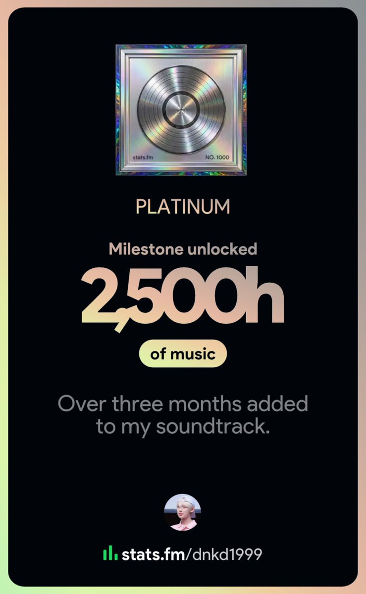 william_enhypen's tweet photo. My listening milestone
Check yours on https://t.co/jzBOCehhqy #statsfm https://t.co/2xV0JW7FKI